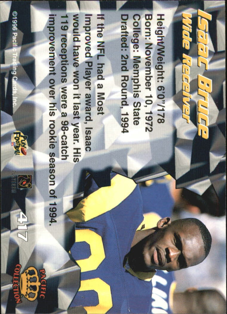 1996 Pacific #417 Isaac Bruce back image