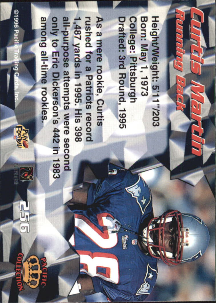 1996 Pacific Red #256 Curtis Martin back image