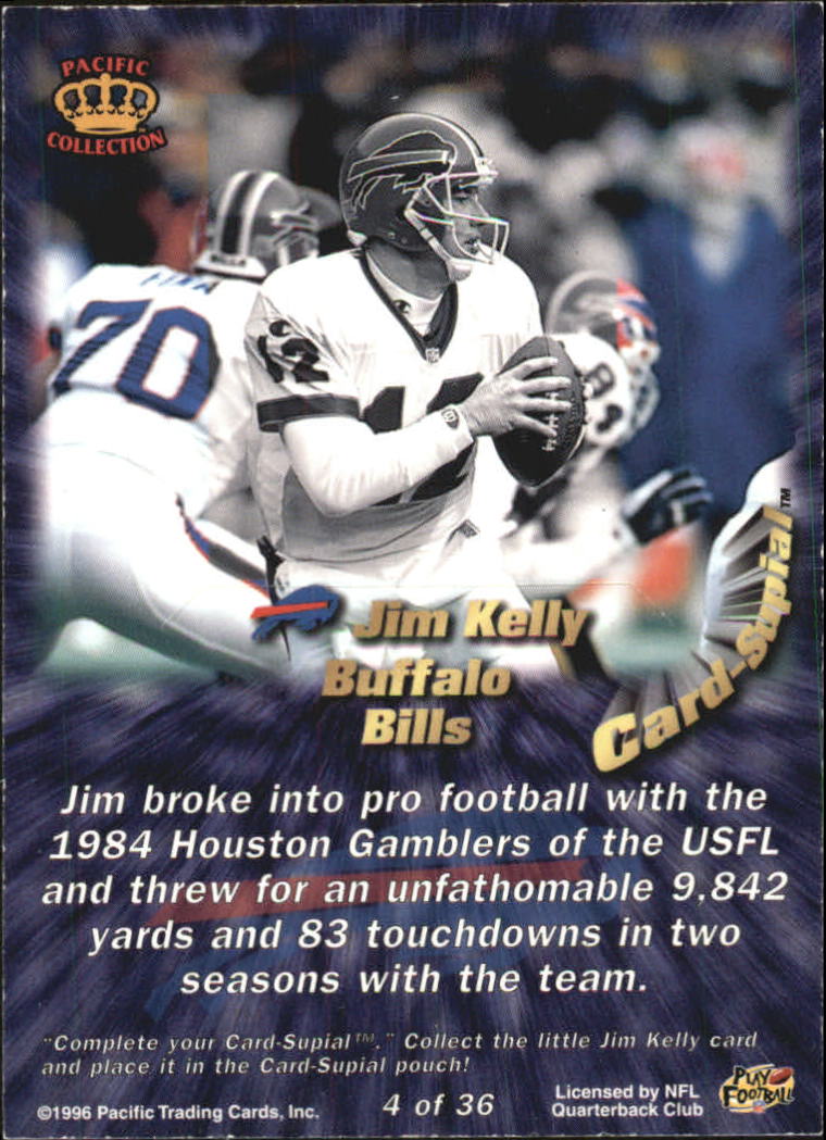 1996 Pacific Card Supials #4 Jim Kelly back image