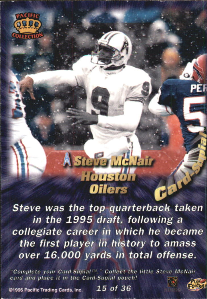 1996 Pacific Card Supials #15 Steve McNair back image