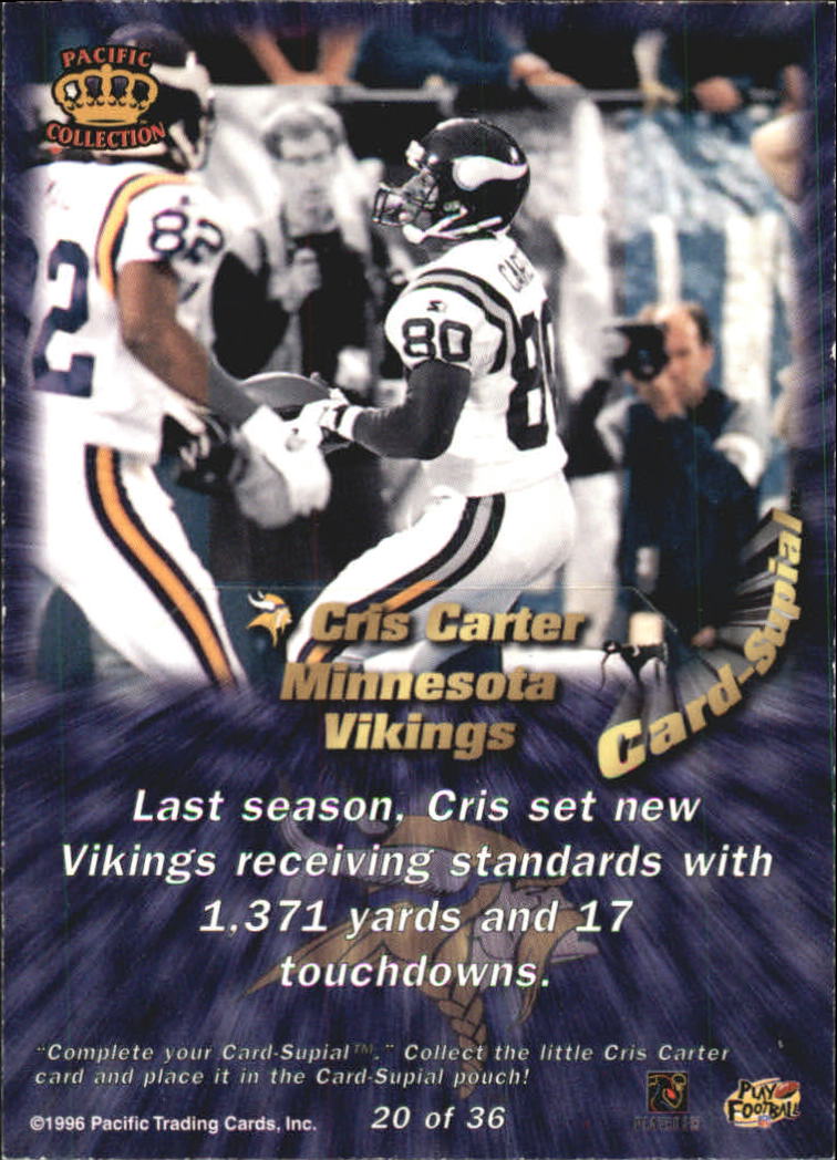 1996 Pacific Card Supials #20 Cris Carter back image