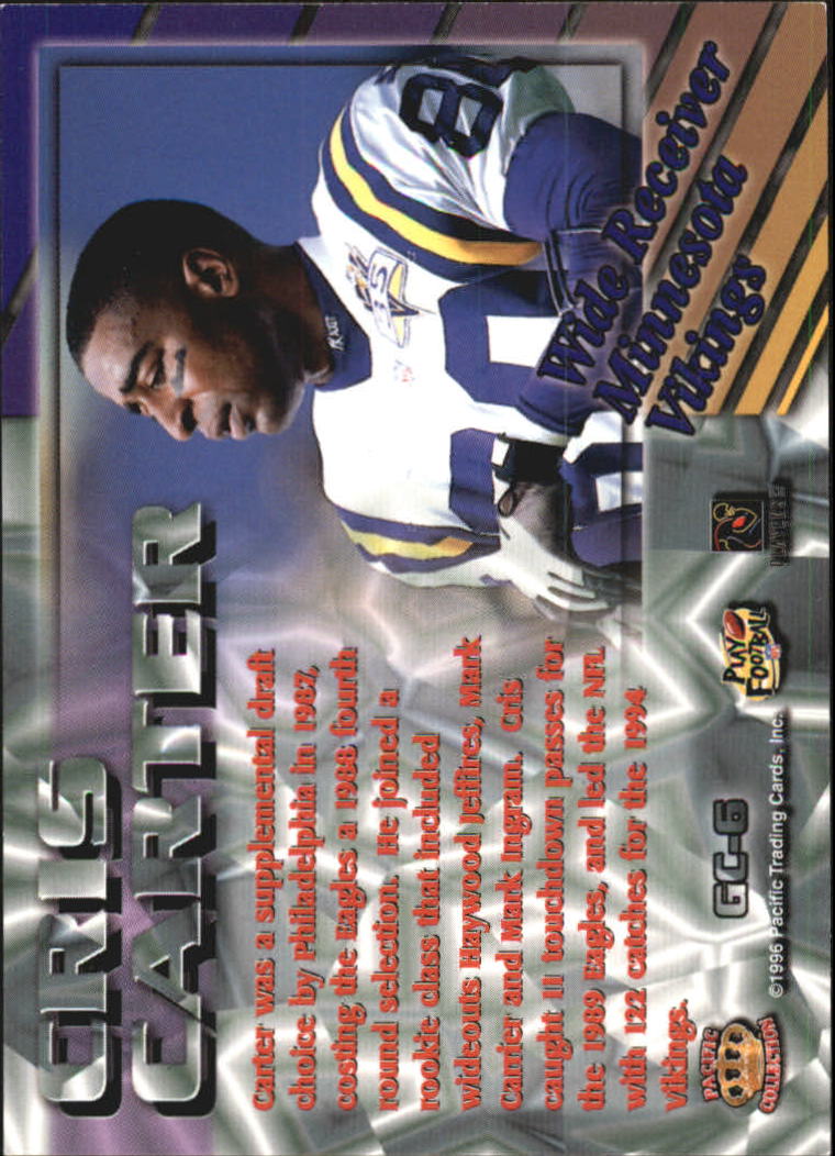 1996 Pacific Gems of the Crown #GC6 Cris Carter back image