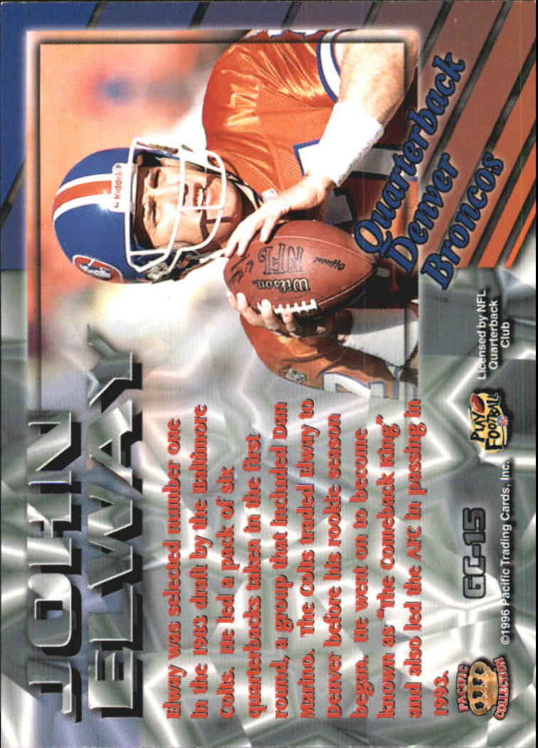1996 Pacific Gems of the Crown #GC15 John Elway back image