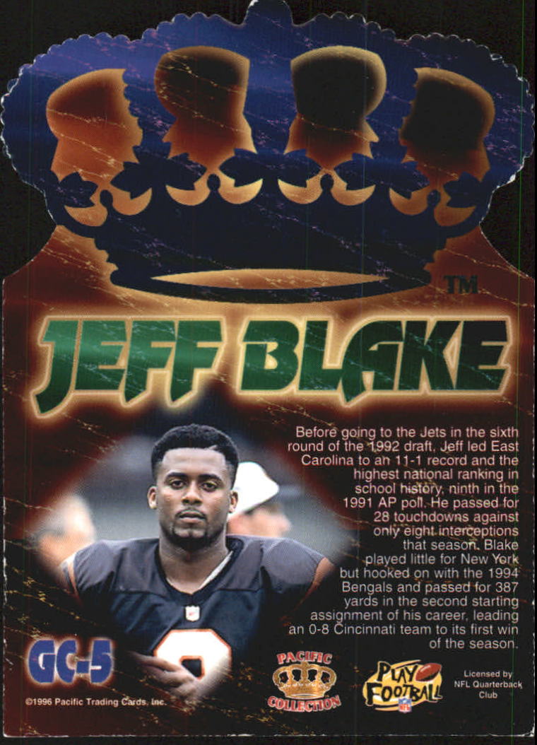 1996 Pacific Gold Crown Die Cuts #5 Jeff Blake back image