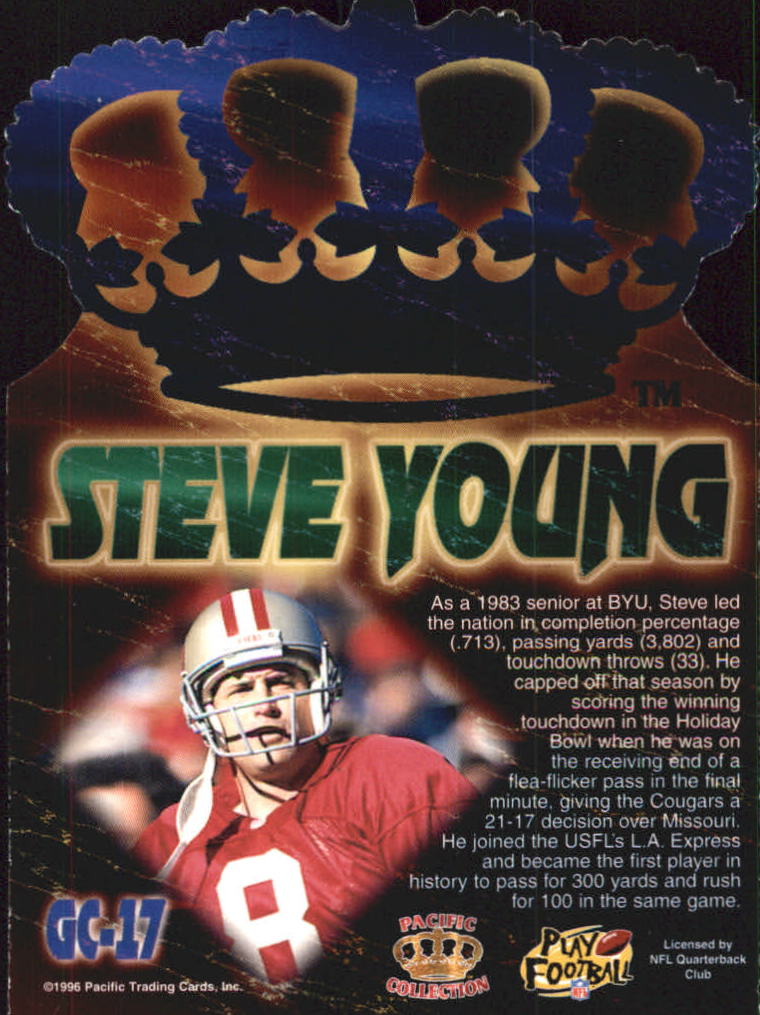 1996 Pacific Gold Crown Die Cuts #17 Steve Young back image