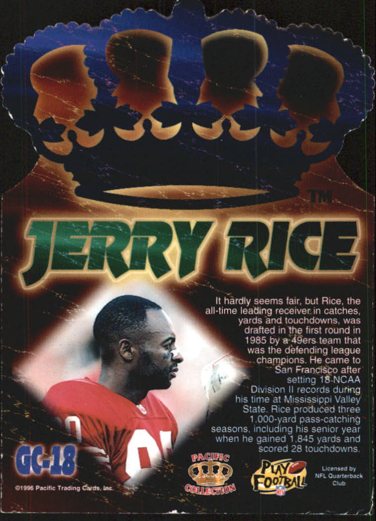 1996 Pacific Gold Crown Die Cuts #18 Jerry Rice back image