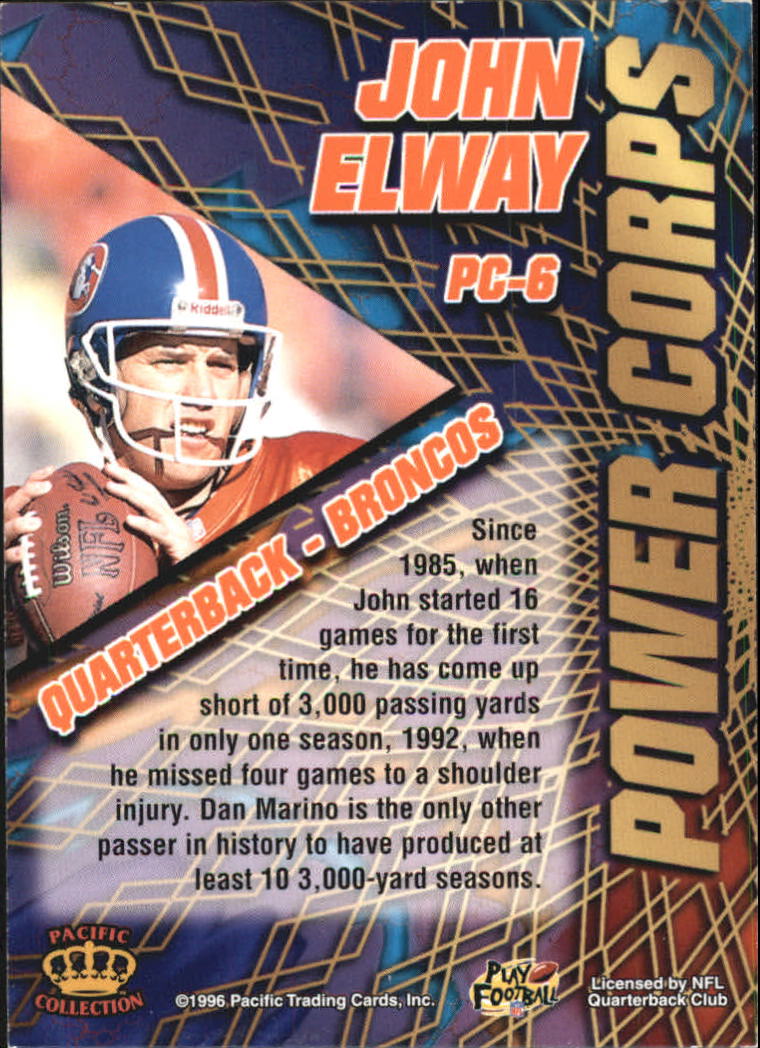 1996 Pacific Power Corps #PC6 John Elway back image