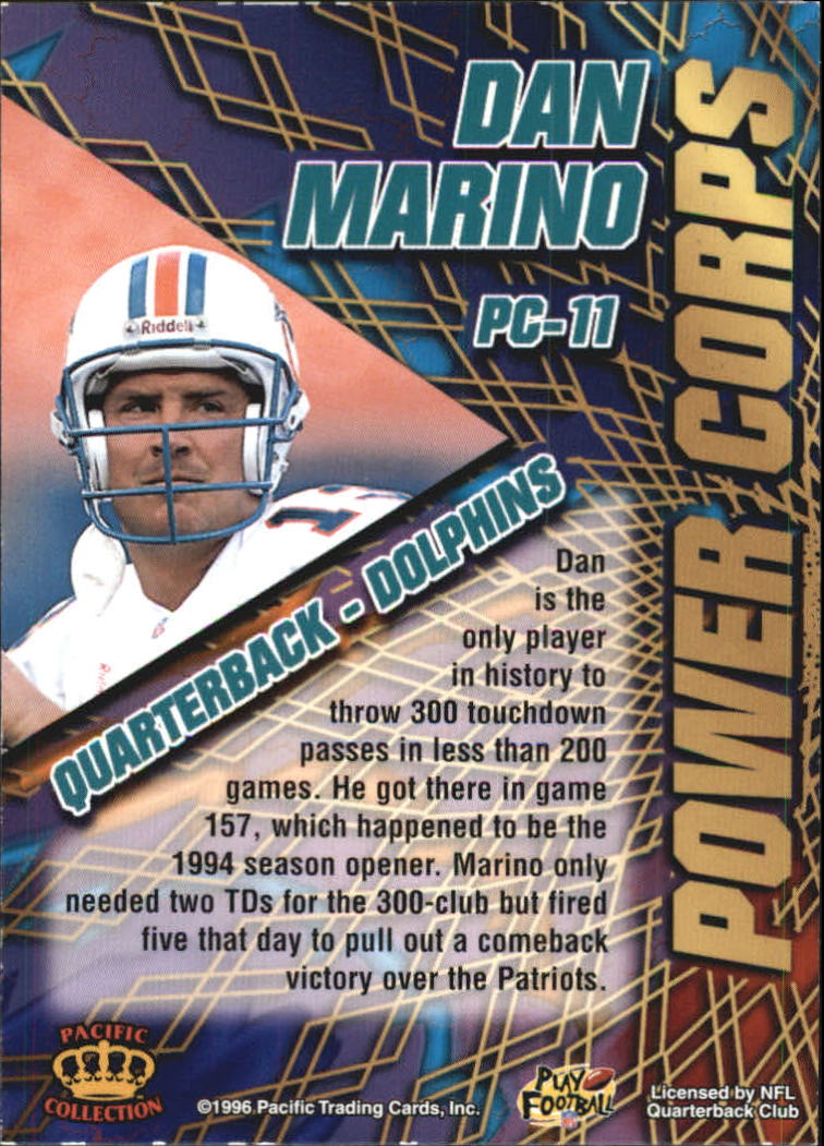 1996 Pacific Power Corps #PC11 Dan Marino back image