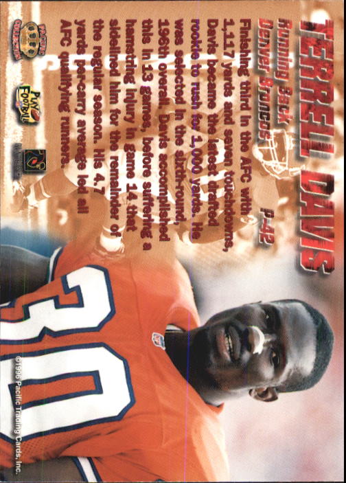 1996 Pacific Dynagon #42 Terrell Davis back image