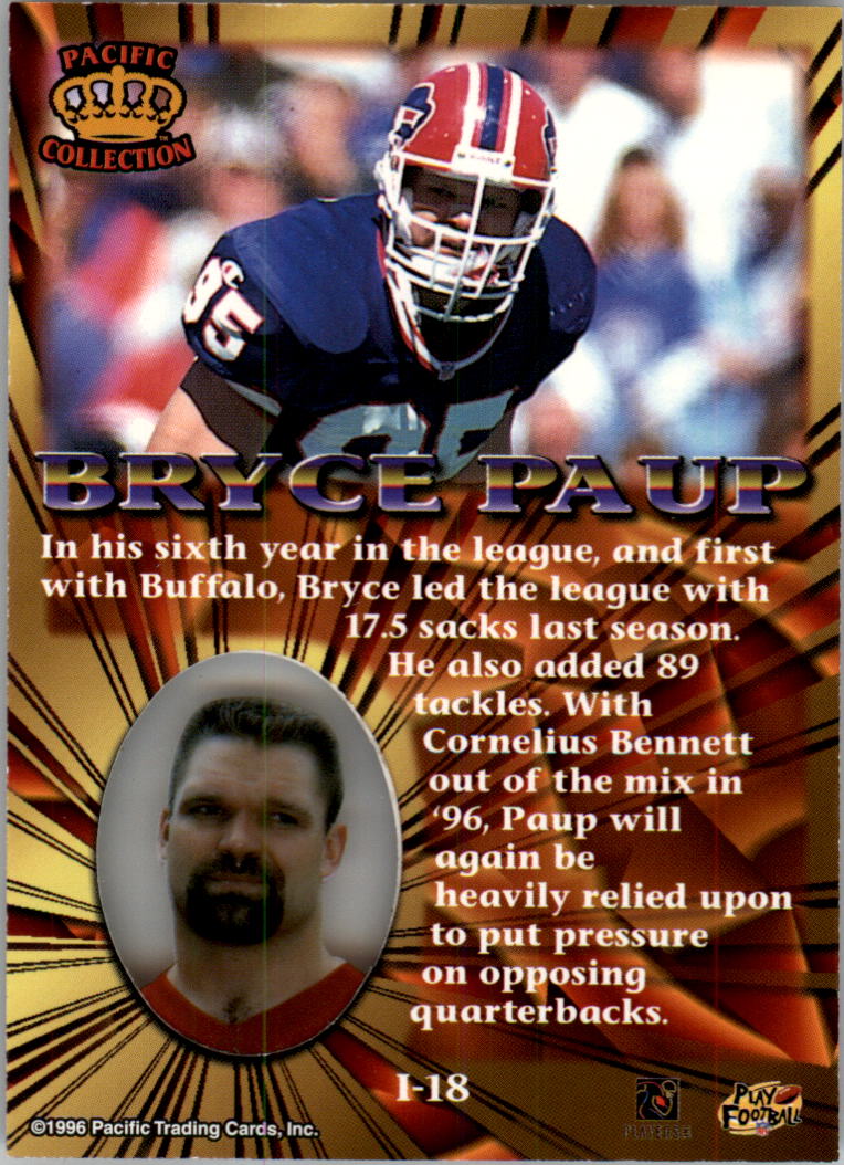 1996 Pacific Invincible #18 Bryce Paup back image