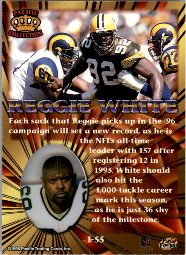 1996 Pacific Invincible #55 Reggie White back image