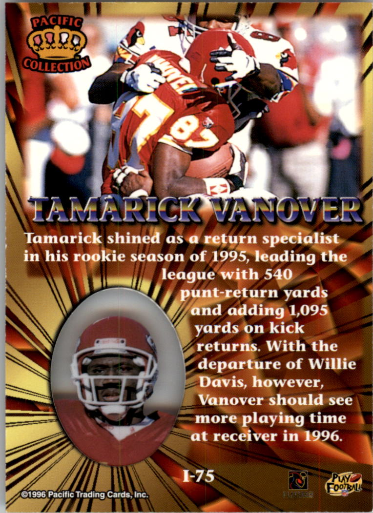 1996 Pacific Invincible #75 Tamarick Vanover back image