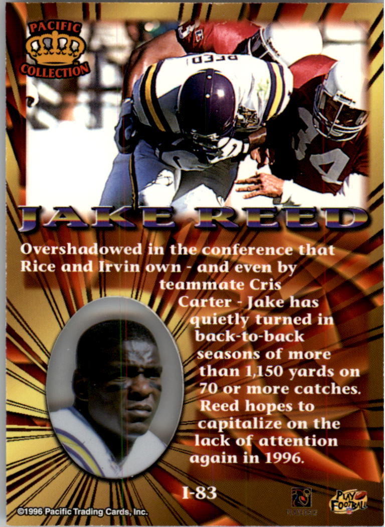 1996 Pacific Invincible #83 Jake Reed back image
