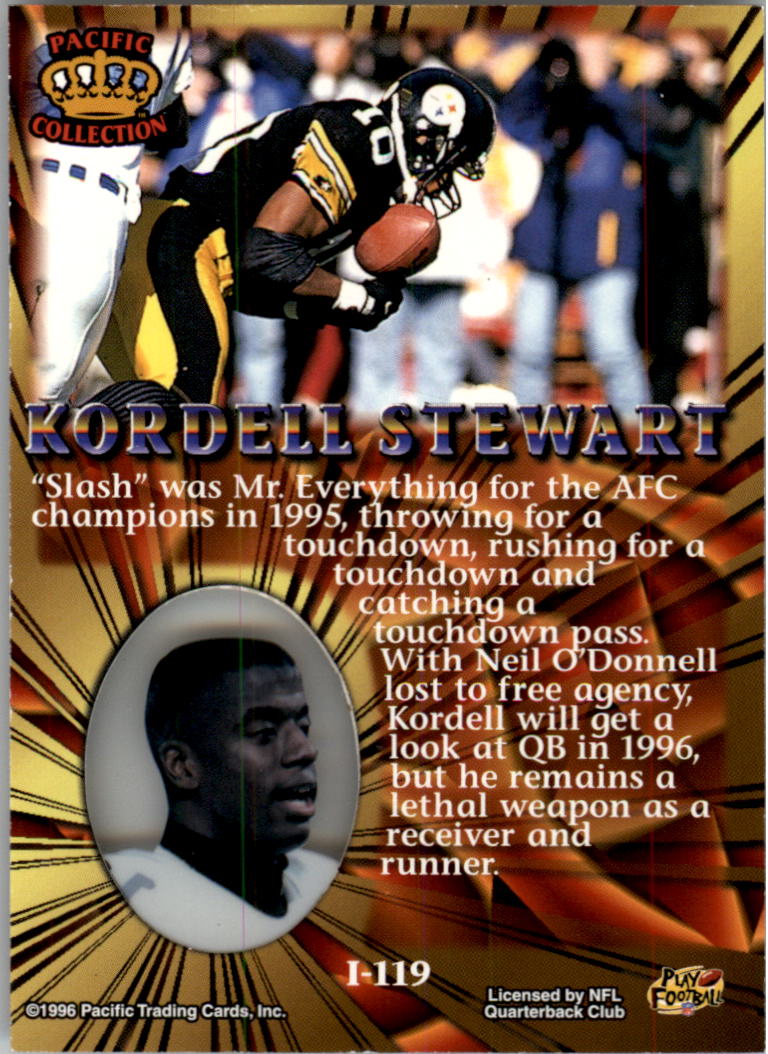 1996 Pacific Invincible #119 Kordell Stewart back image