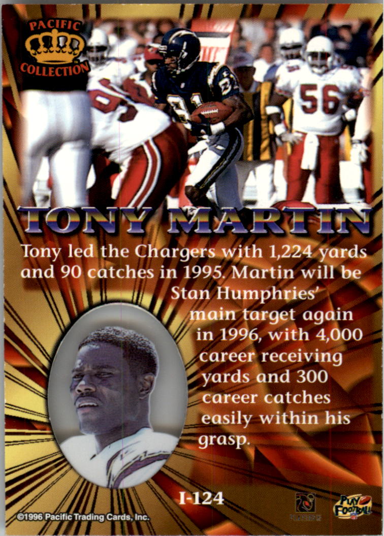 1996 Pacific Invincible #124 Tony Martin back image