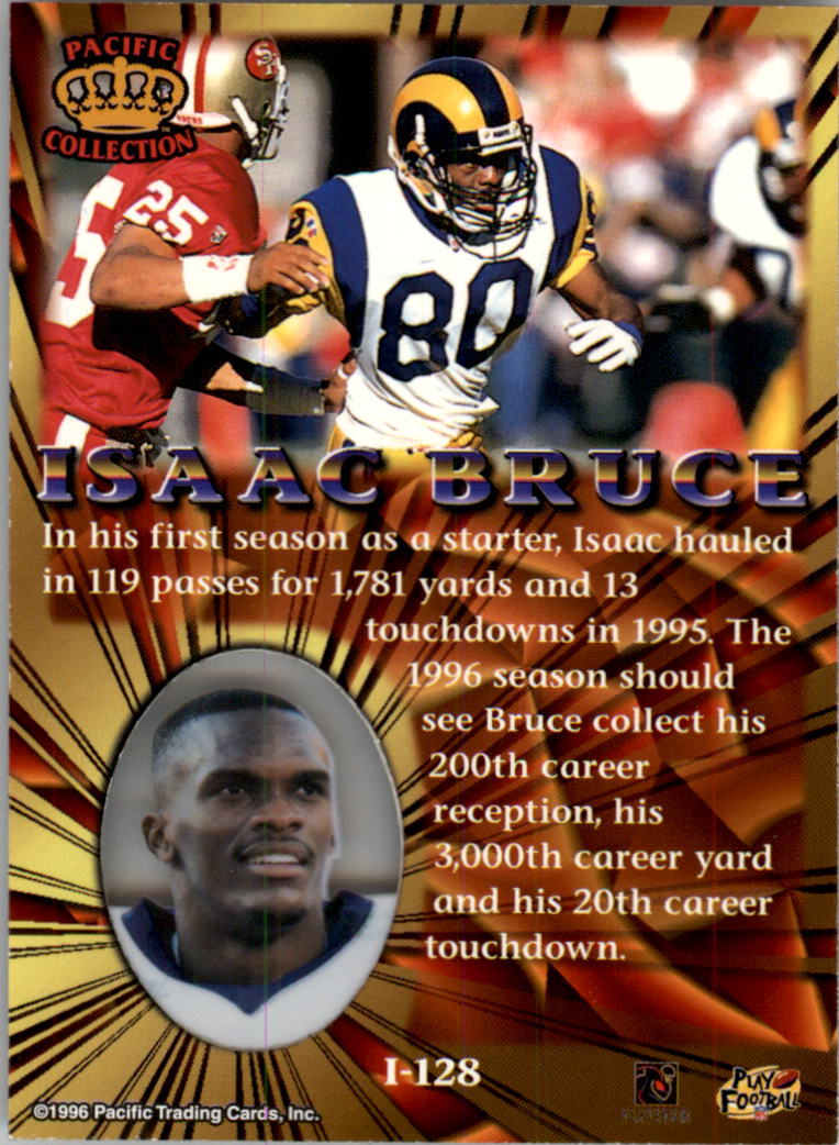 1996 Pacific Invincible #128 Isaac Bruce back image