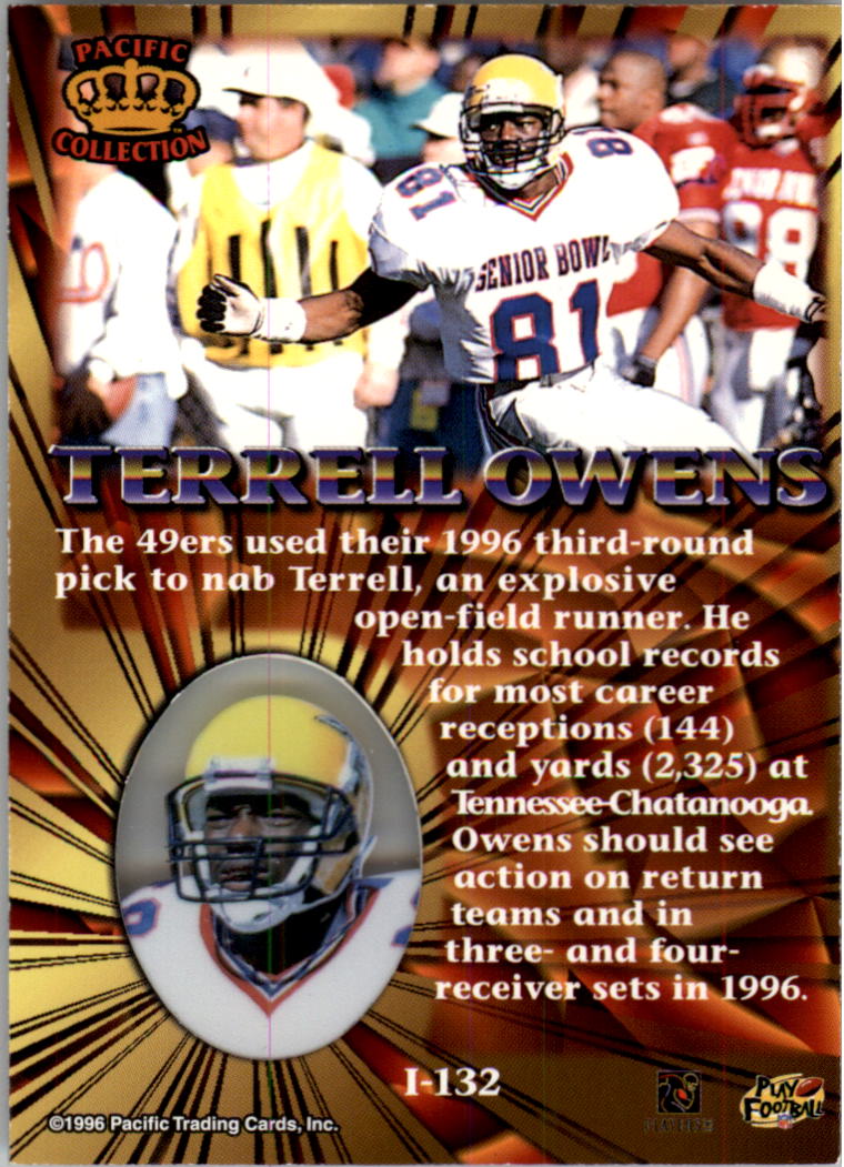 1996 Pacific Invincible #132 Terrell Owens RC back image