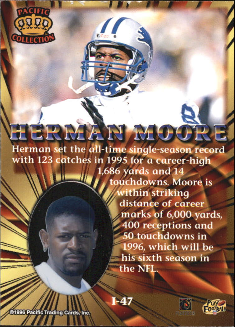 1996 Pacific Invincible Bronze #47 Herman Moore back image