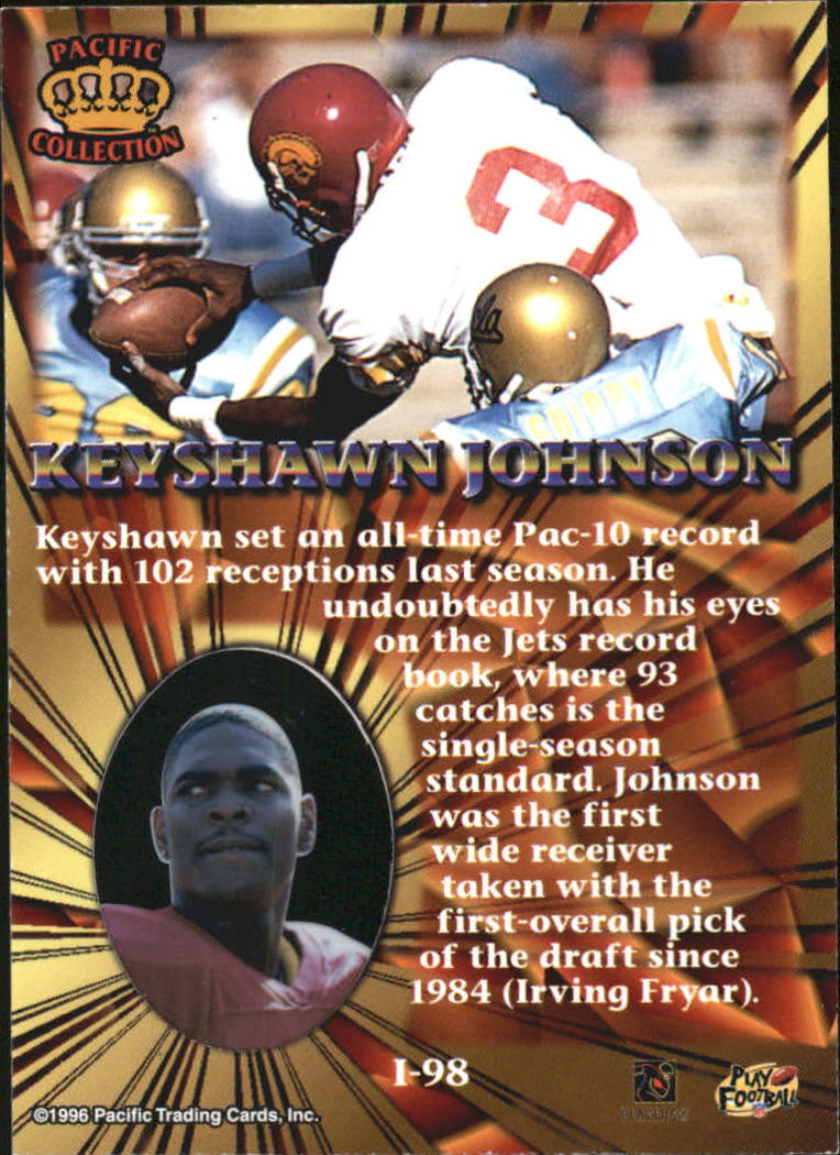 1996 Pacific Invincible Bronze #98 Keyshawn Johnson back image