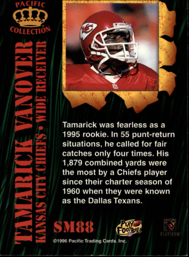1996 Pacific Invincible Smash Mouth #88 Tamarick Vanover back image