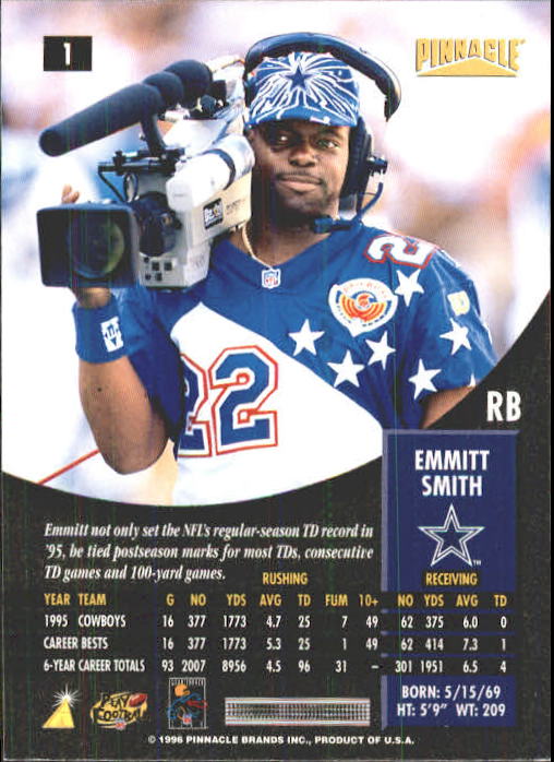 1995 Pinnacle Club Collection #228 Emmitt Smith Cowboys Autograph Beckett  Wit