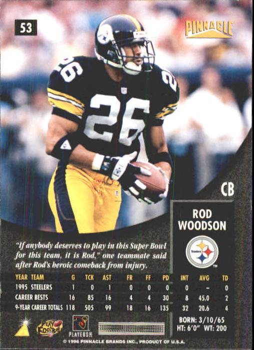 A7346- 1996 Pinnacle Football Cards 1-200 +Rookies -You Pick- 15+ FREE US SHIP - Picture 107 of 401