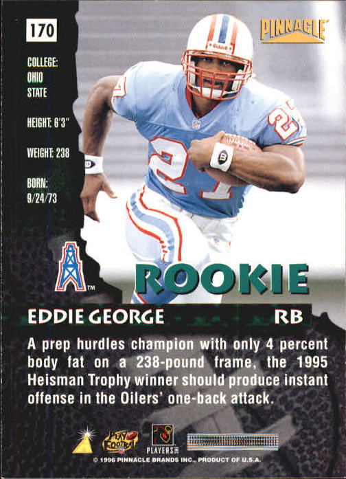 1996 Pinnacle Foil #170 Eddie George back image