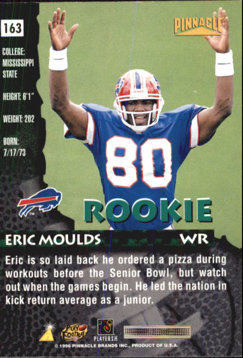 1996 Pinnacle Premium Stock Silver #163 Eric Moulds back image
