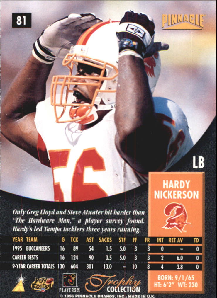 1996 Pinnacle Trophy Collection #81 Hardy Nickerson back image