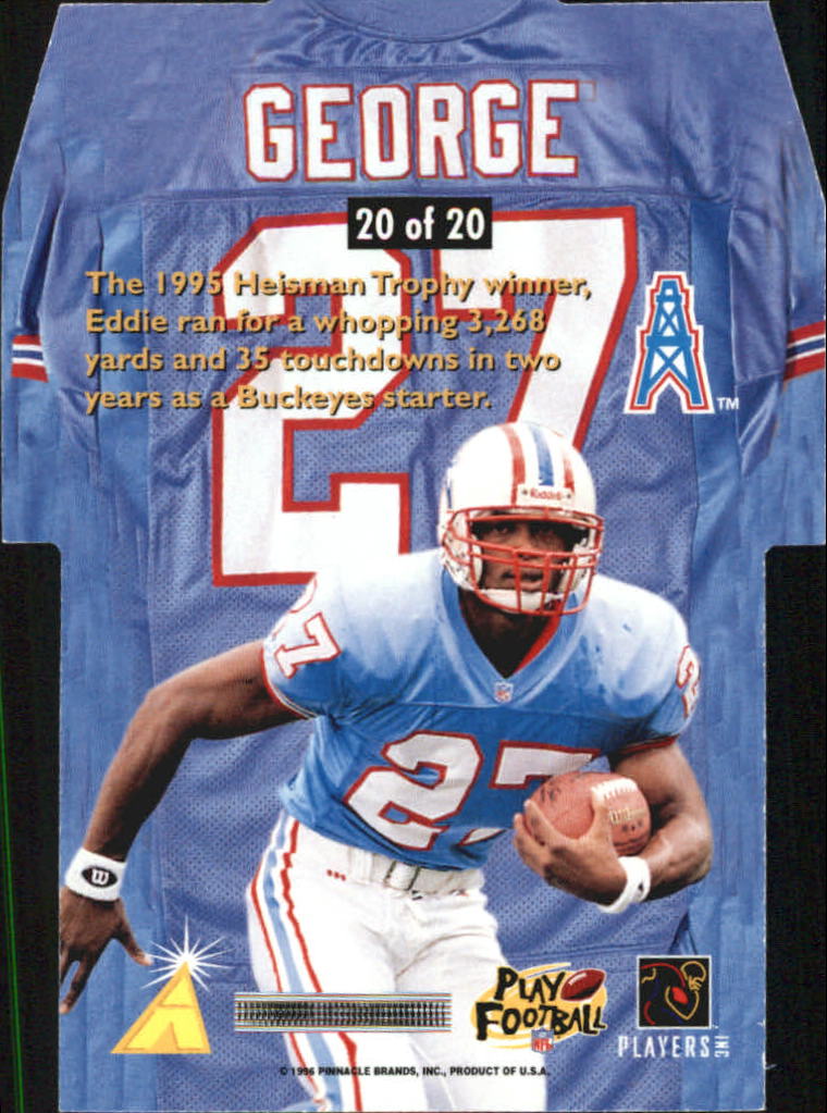 1996 Pinnacle Die Cut Jerseys #20 Eddie George back image