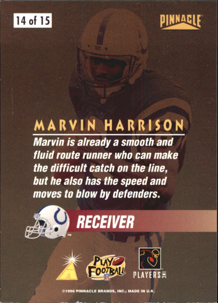 1996 Pinnacle On The Line #14 Marvin Harrison back image