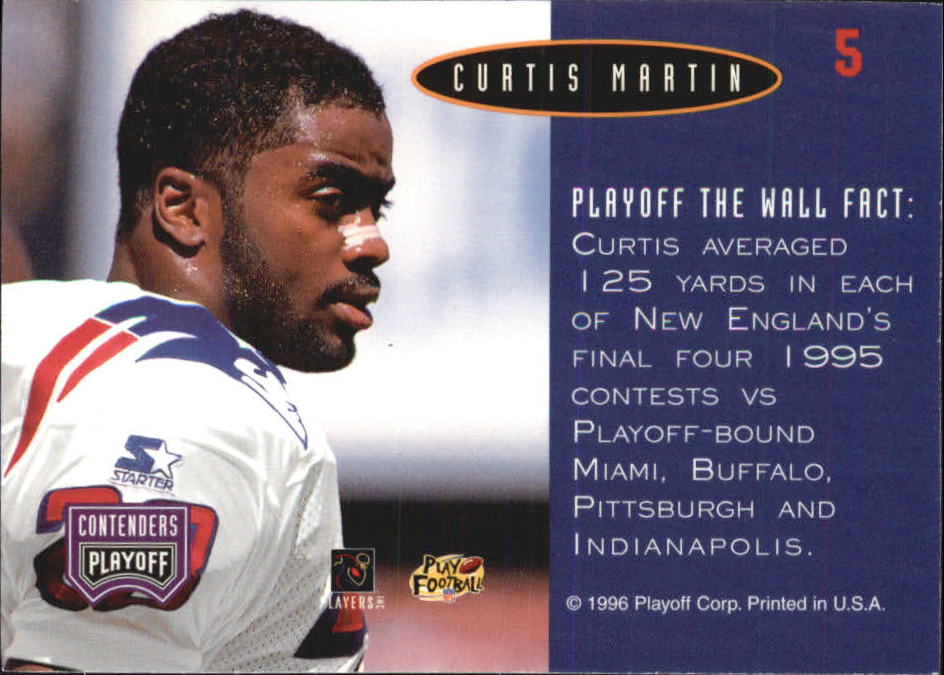 1996 Playoff Contenders Open Field Foil #5 Curtis Martin P back image