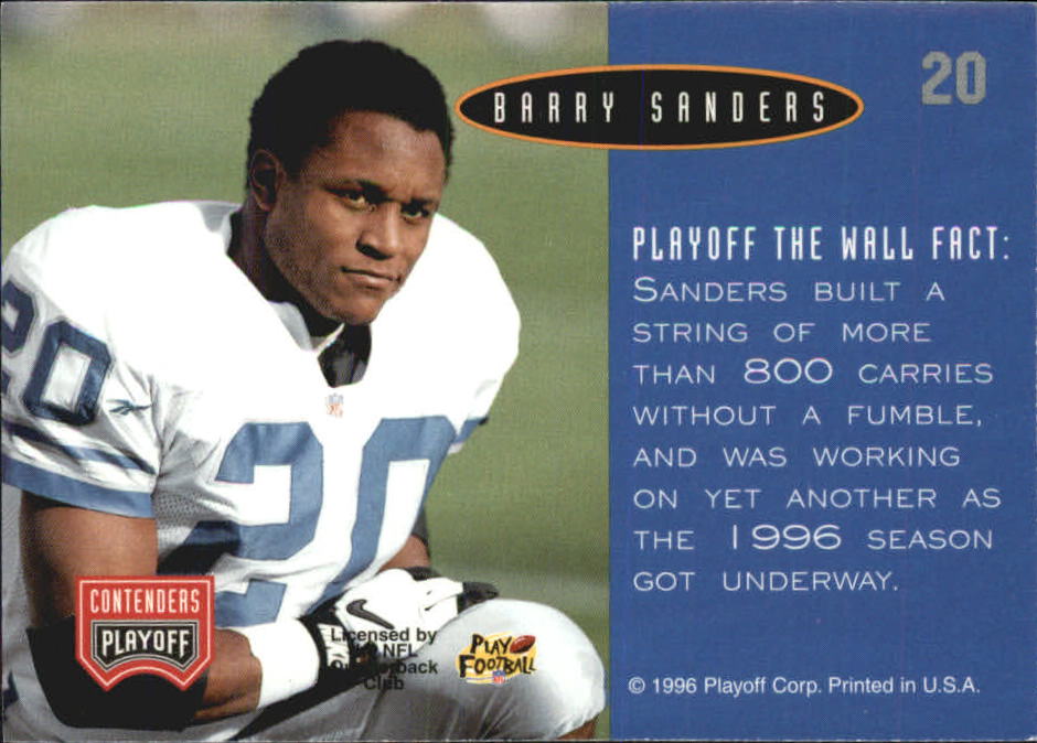 1996 Playoff Contenders Open Field Foil #20 Barry Sanders R back image