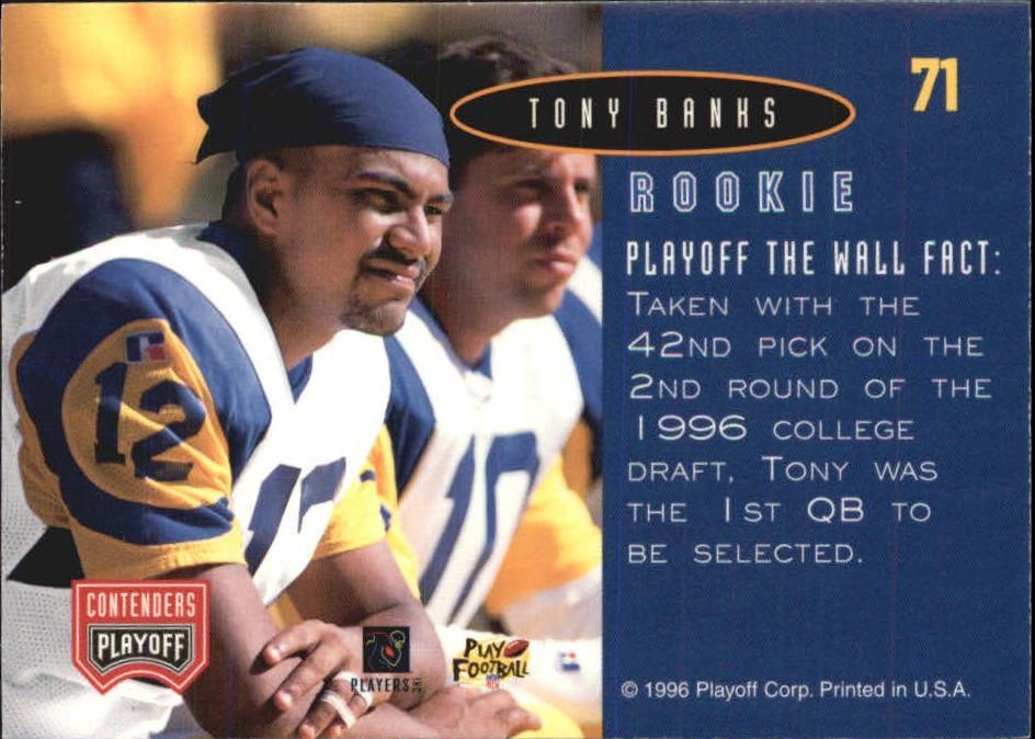 1996 Playoff Contenders Open Field Foil #71 Tony Banks R back image