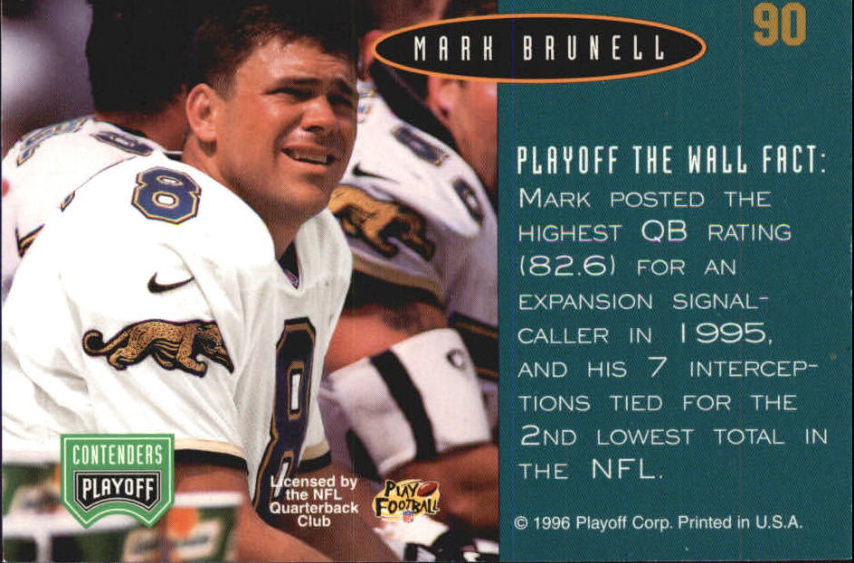 1996 Playoff Contenders Open Field Foil #90 Mark Brunell G back image