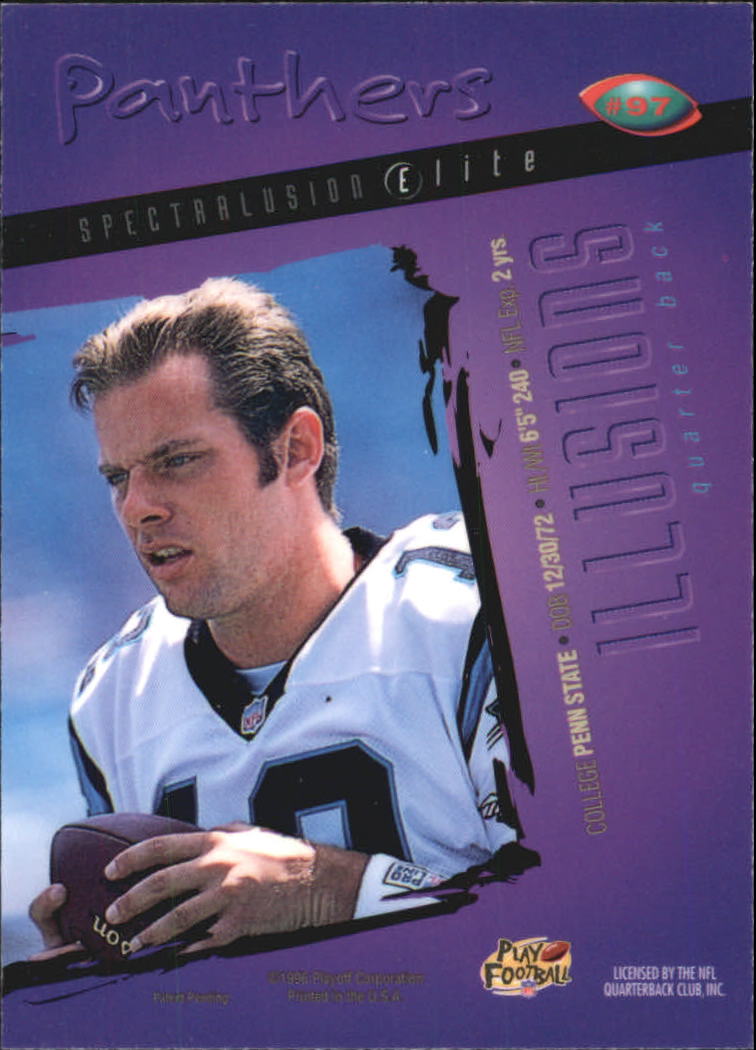 1996 Playoff Illusions Spectralusion Elite #97 Kerry Collins back image