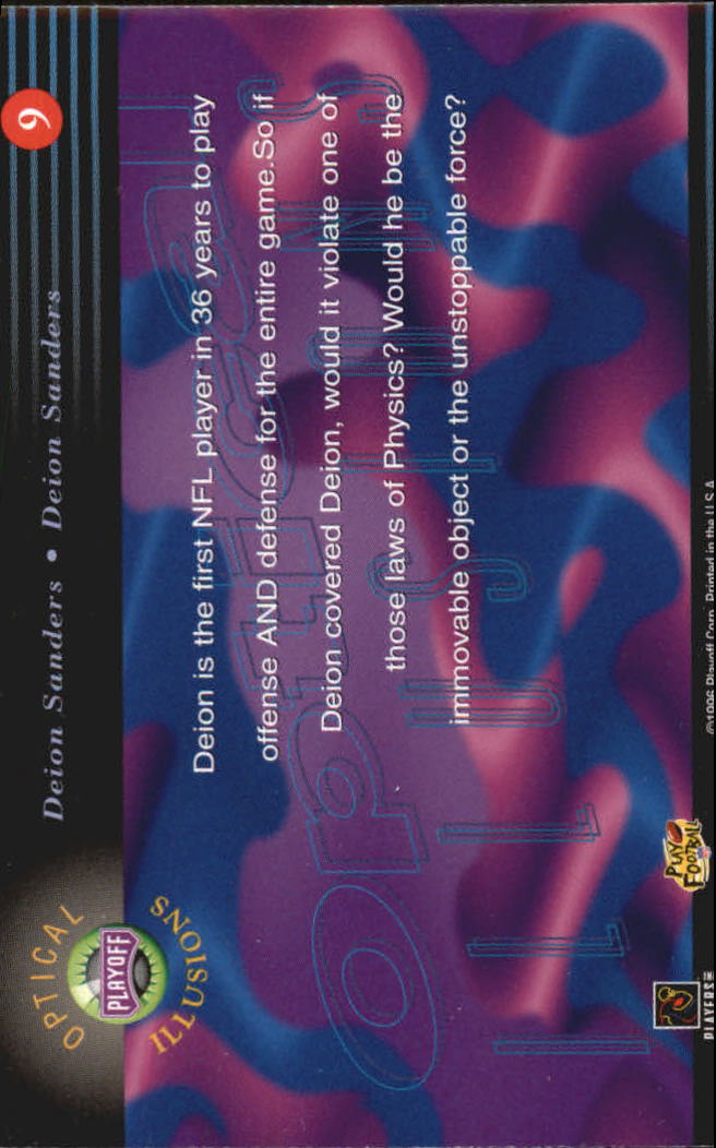 1996 Playoff Illusions Optical Illusions #9 Deion Sanders/Deion Sanders back image