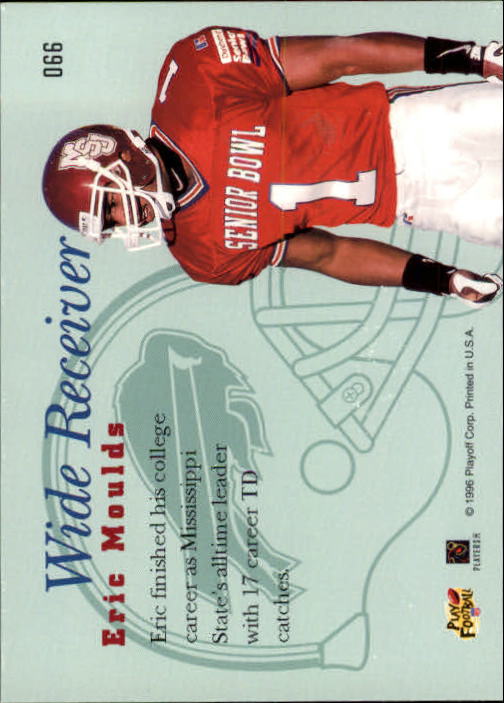 1996 Playoff Prime #66 Eric Moulds RC back image