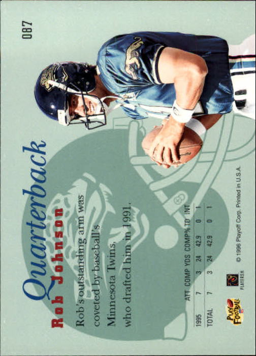 1996 Playoff Prime #87 Rob Johnson back image