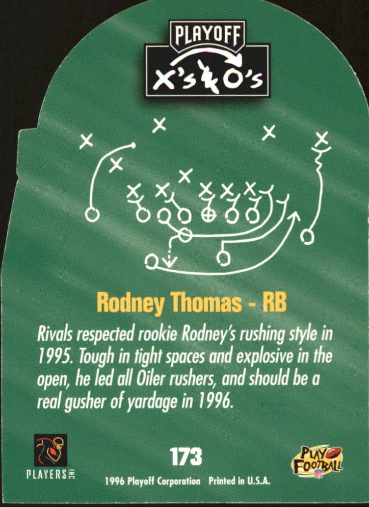 1996 Playoff Prime X's and O's #173 Rodney Thomas back image