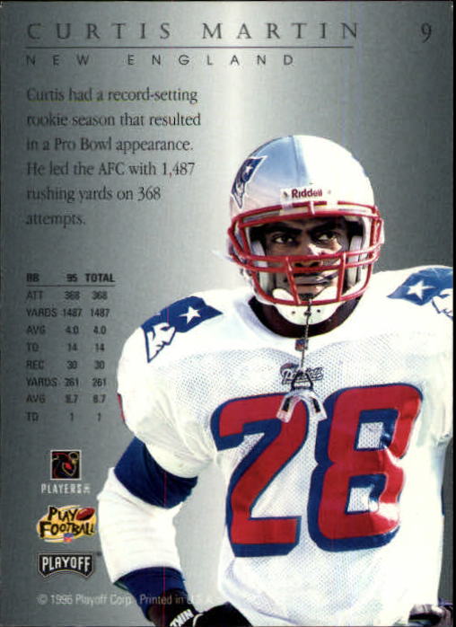 1996 Playoff Trophy Contenders #9 Curtis Martin back image