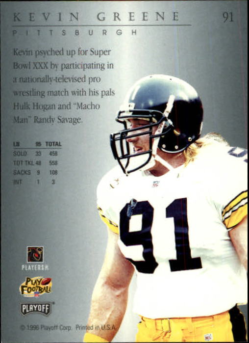 1996 Playoff Trophy Contenders #91 Kevin Greene back image