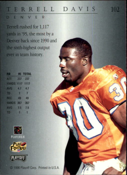 1996 Playoff Trophy Contenders #102 Terrell Davis back image