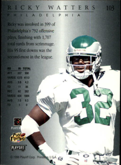 1996 Playoff Trophy Contenders #103 Ricky Watters back image