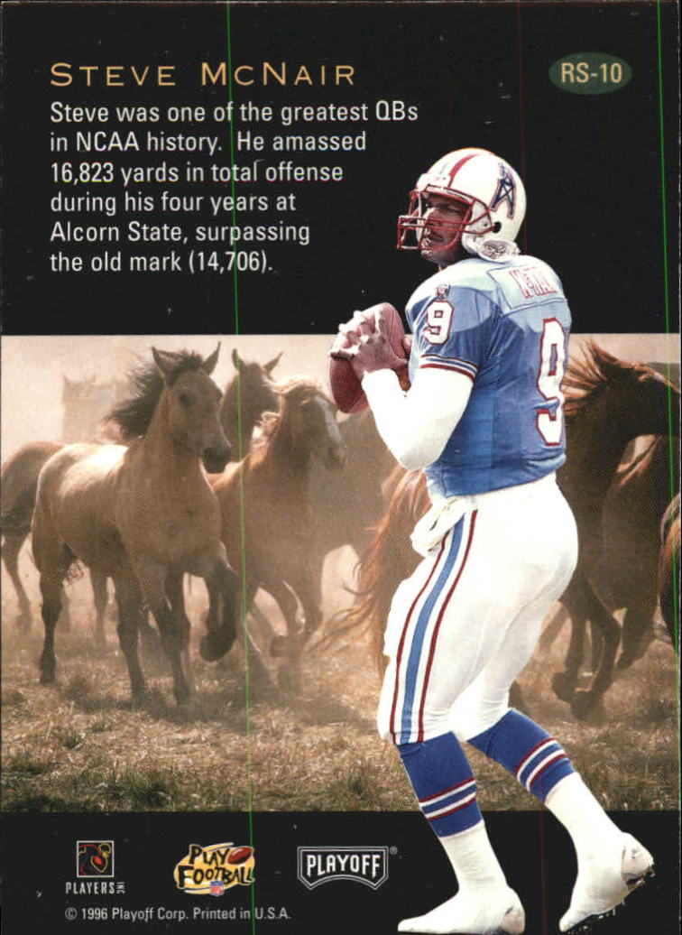 1996 Playoff Trophy Contenders Rookie Stallions #10 Steve McNair back image