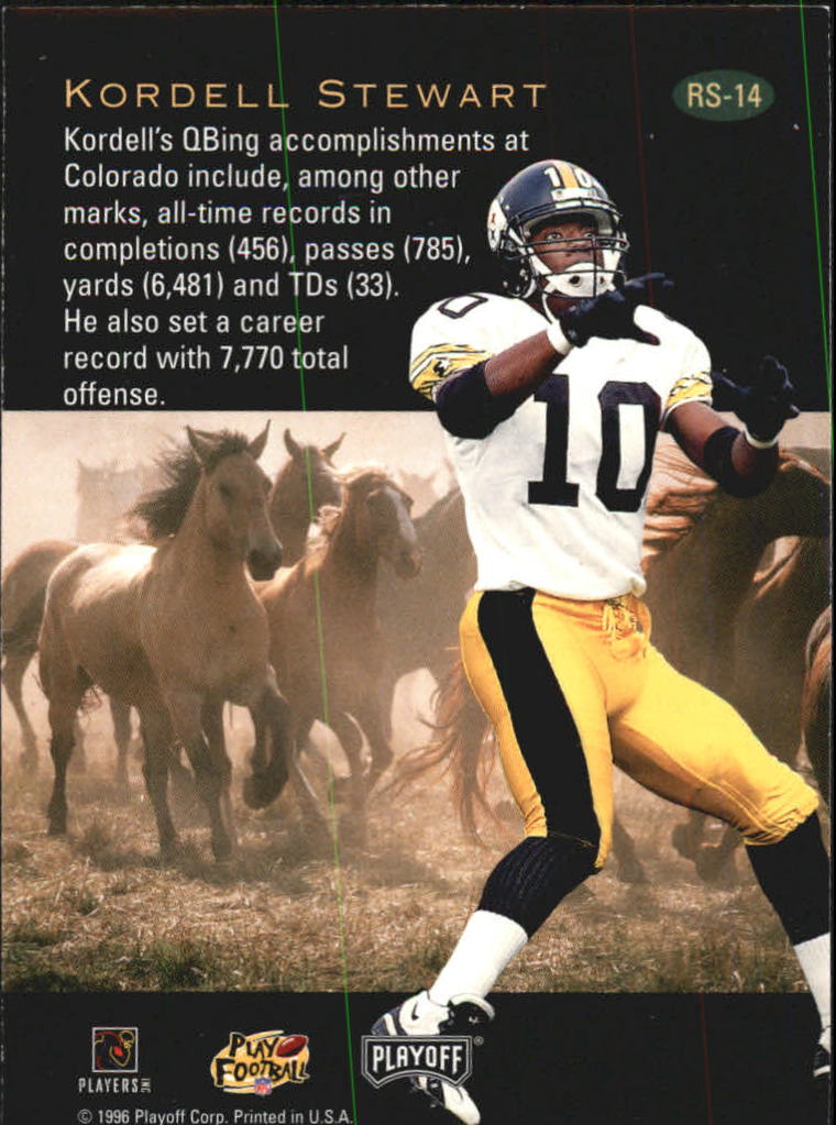 1996 Playoff Trophy Contenders Rookie Stallions #14 Kordell Stewart back image