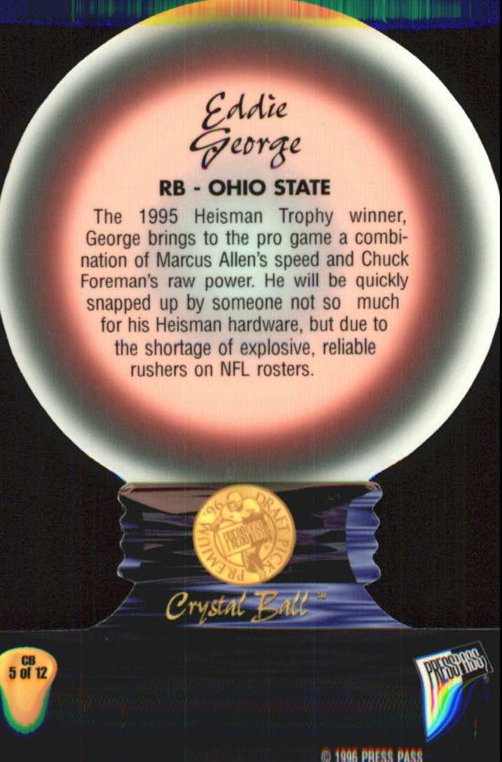 1996 Press Pass Crystal Ball #CB5 Eddie George back image