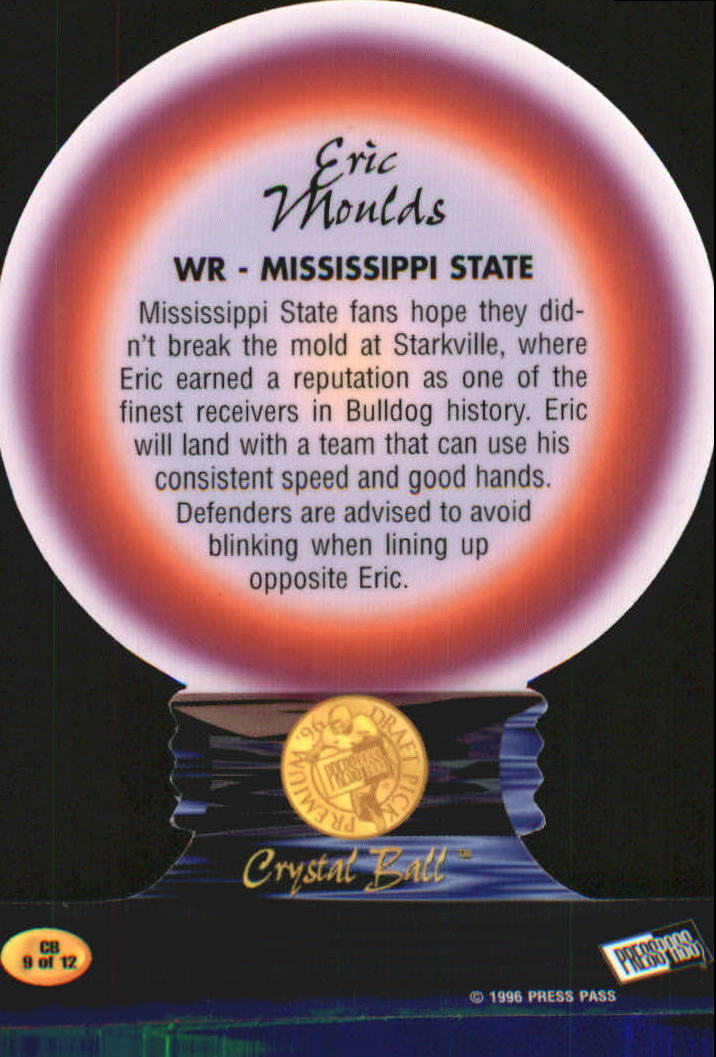 1996 Press Pass Crystal Ball #CB9 Eric Moulds back image