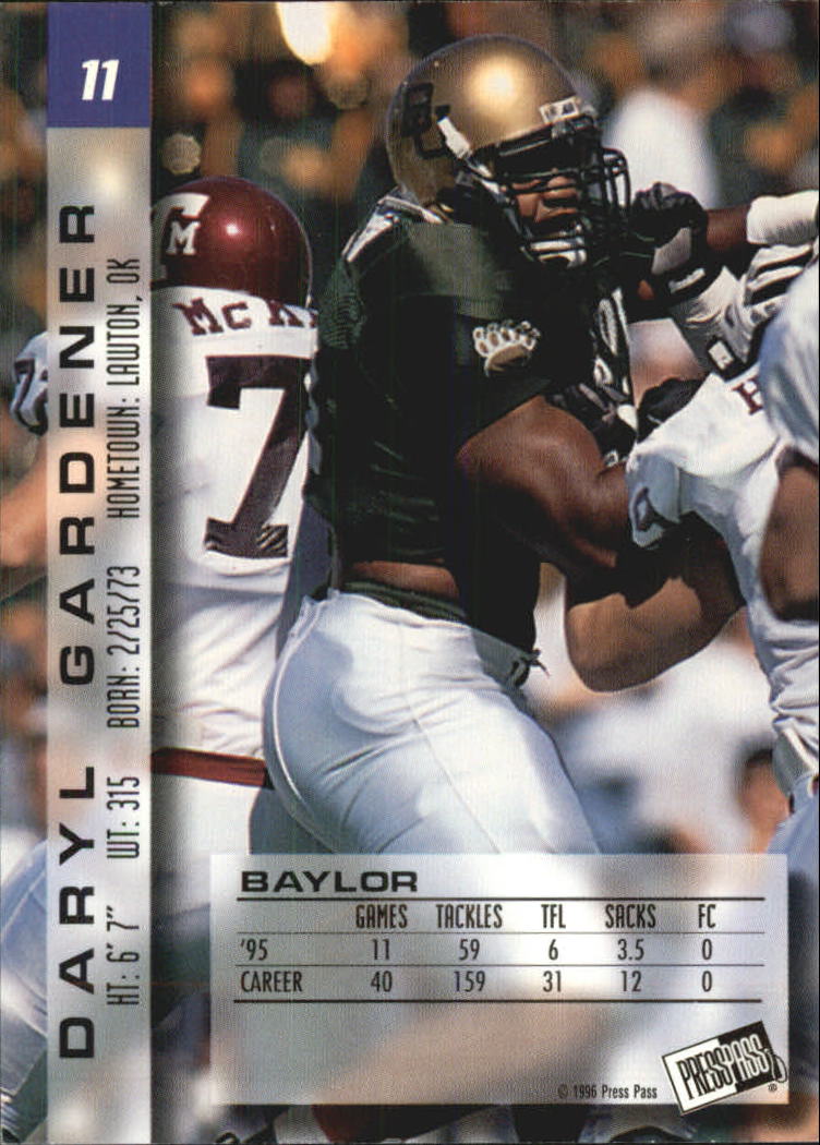 1996 Press Pass Paydirt #11 Daryl Gardener back image