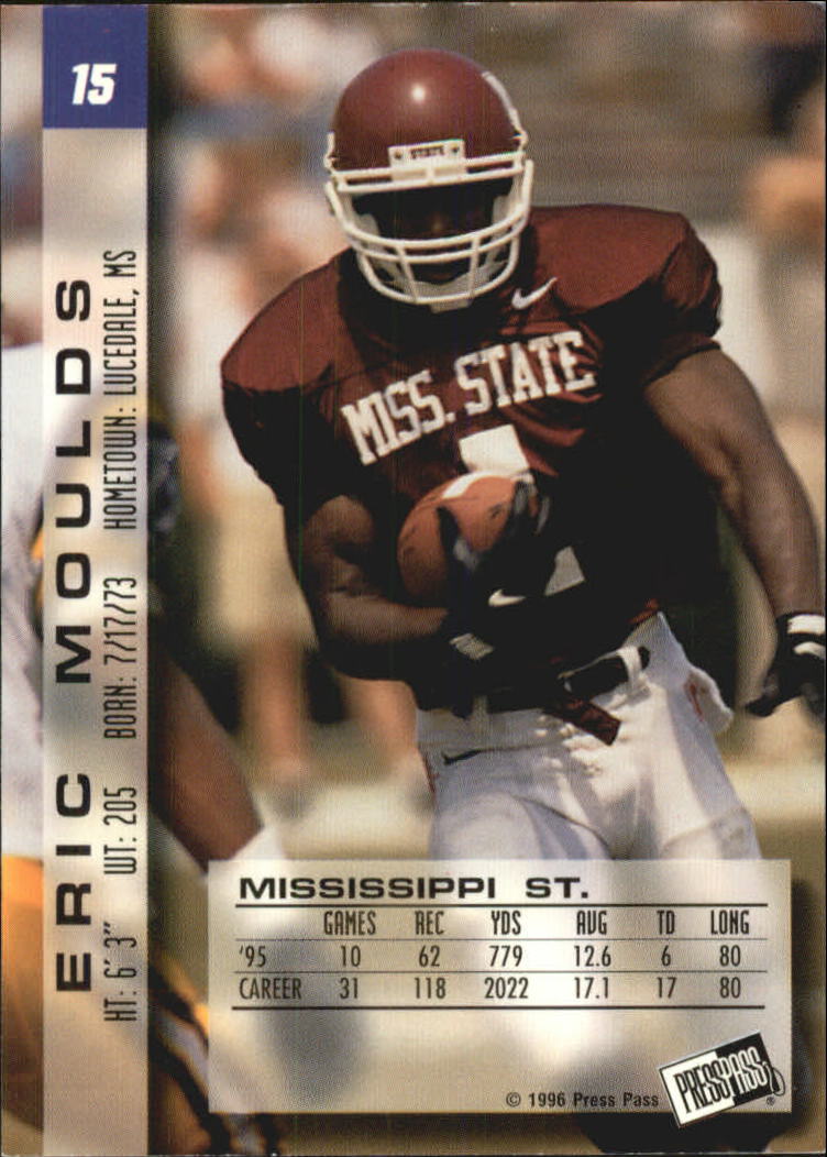 1996 Press Pass Paydirt #15 Eric Moulds back image